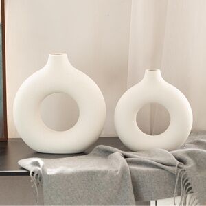 White ceramic vases